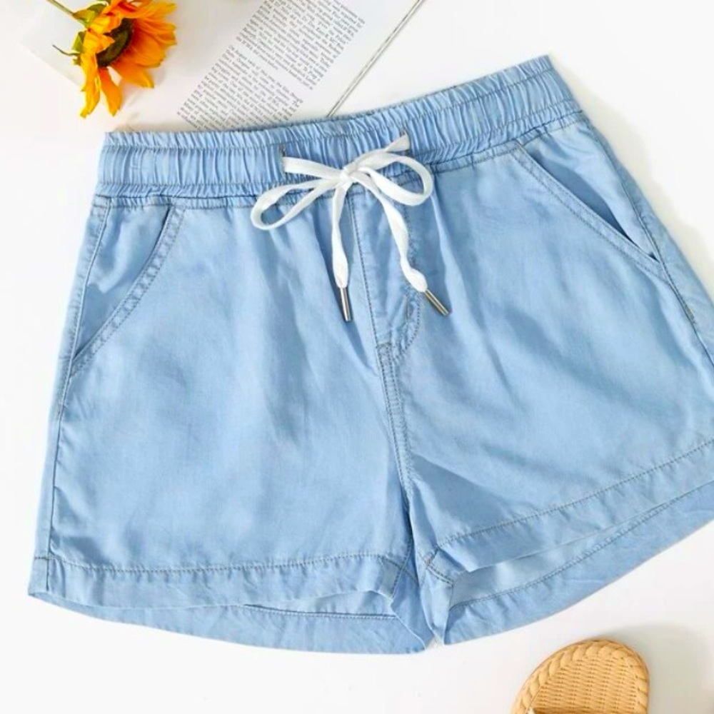 Denim shorts with drawstring… so soft and comfy